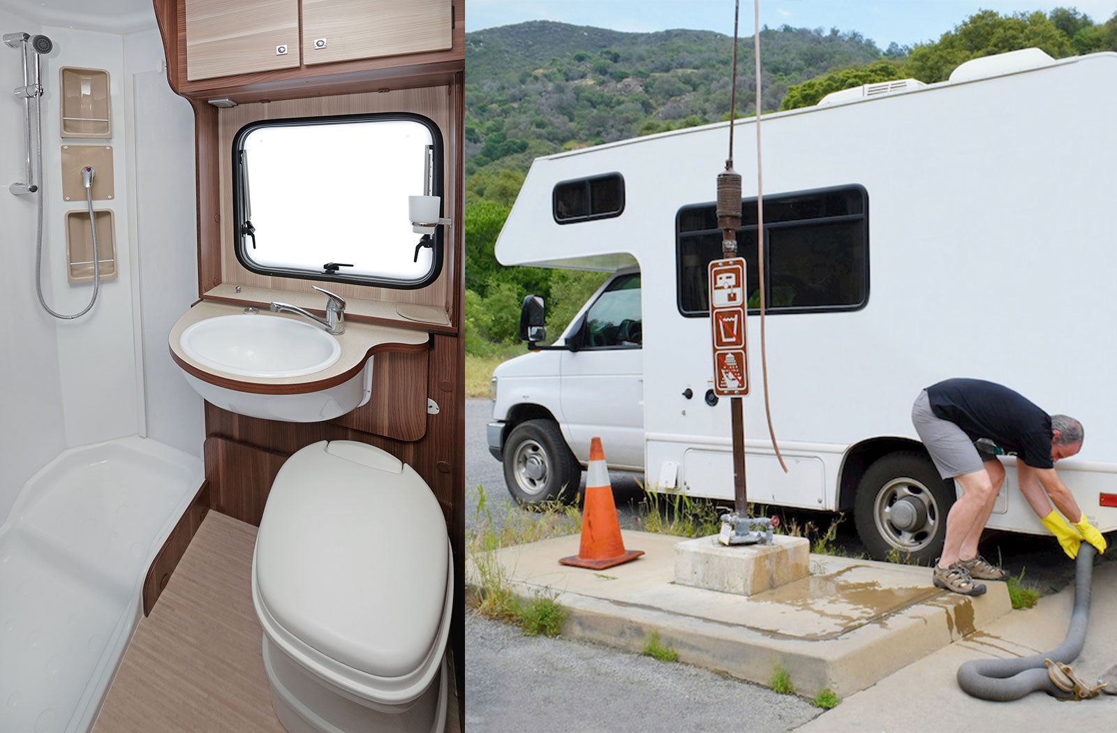 Portable RV/camper toilet and holding tank setup in Wyoming, Michigan