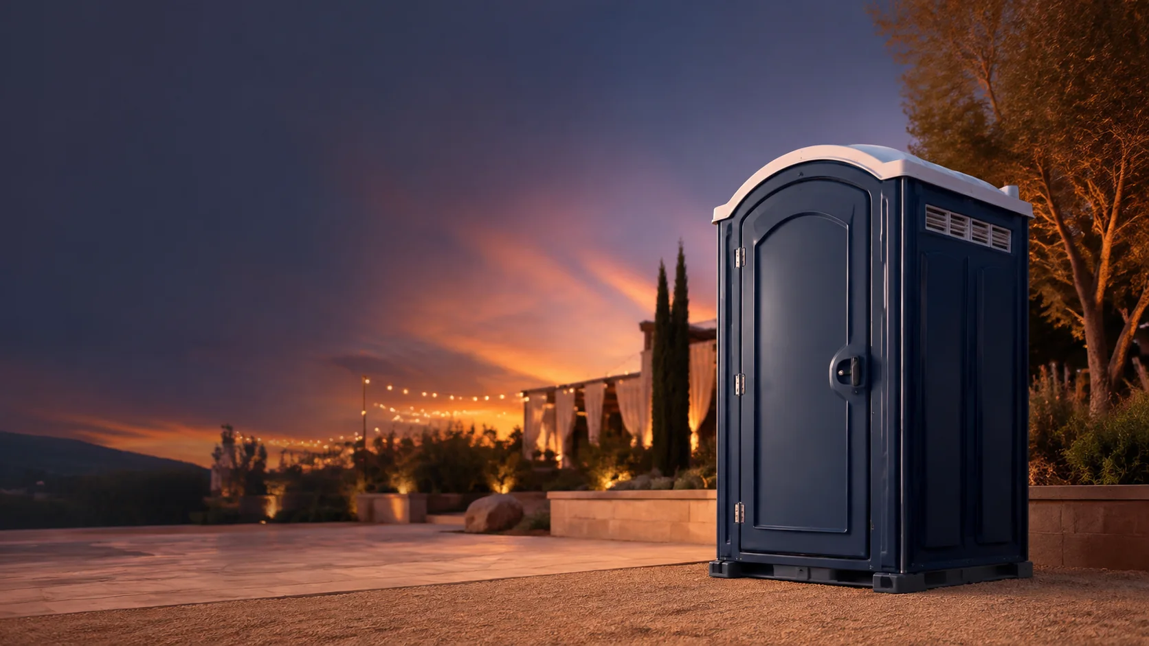 Portable restroom shown for rental planning in Wyoming, MI